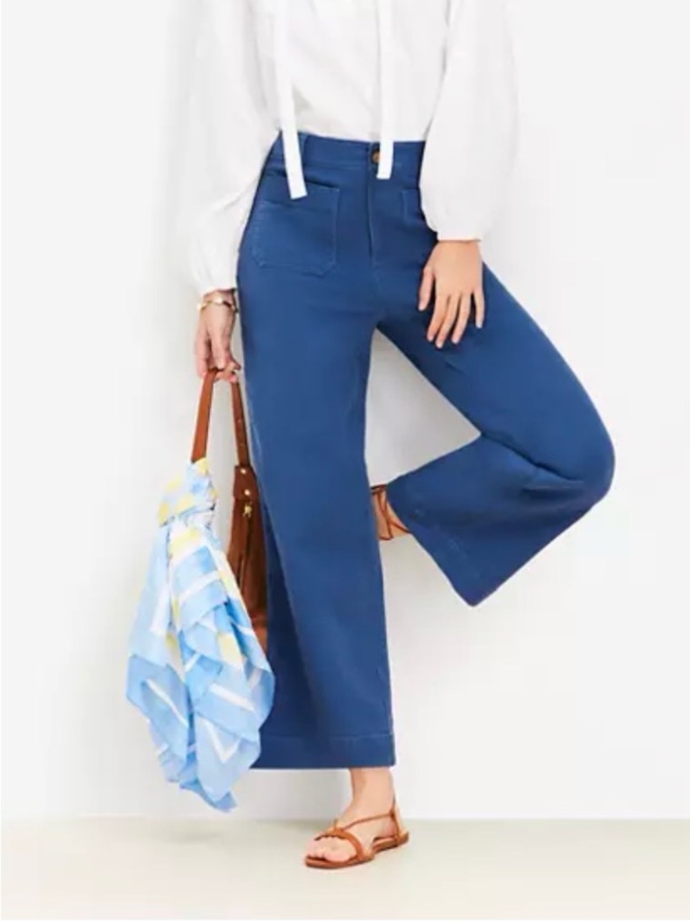 Palmer Wide Leg Crop Pants In Twill